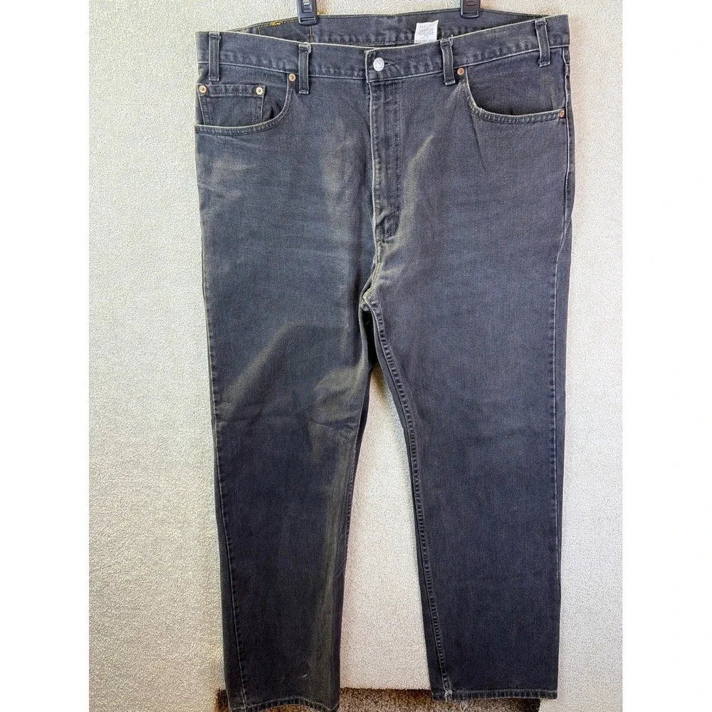 Vintage Levi's 505 Regular Fit Straight Leg Jeans Mens‎ 42x32 Faded Black Grunge